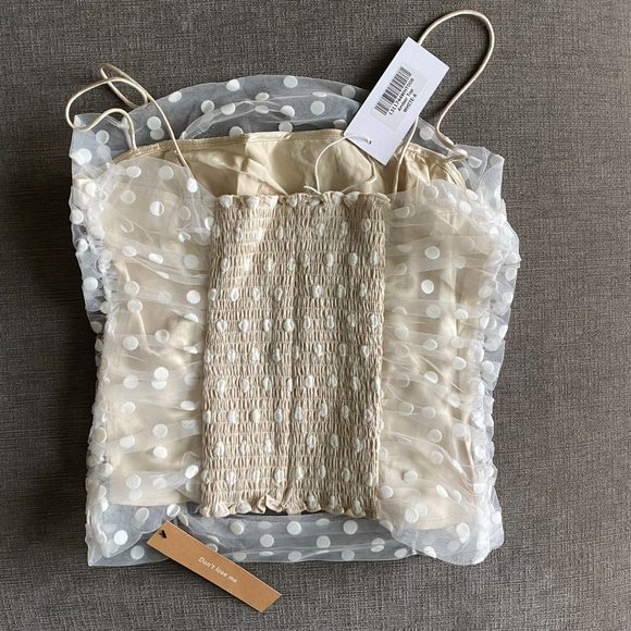 NWT Reformation Amber Top in White Polka Dots Sleeveless - Picture 7 of 8